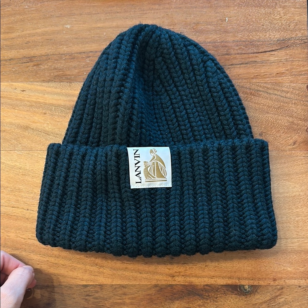 NWT Lanvin Wool Beanie in Navy Green